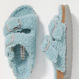NIB Birkenstock (Papillio) Arizona Teddy Sandals Blue Size 7